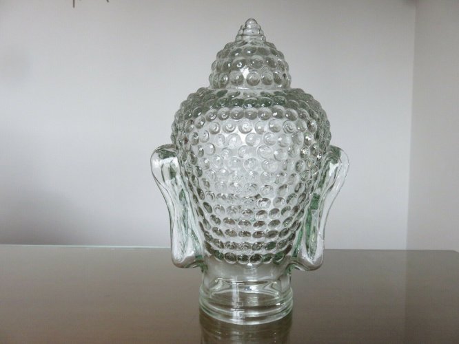 TETE DECORATIVE EN VERRE TRANSPARENT ANNEES 70 VINTAGE