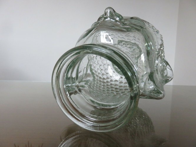 TETE DECORATIVE EN VERRE TRANSPARENT ANNEES 70 VINTAGE