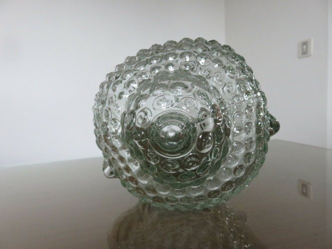 TETE DECORATIVE EN VERRE TRANSPARENT ANNEES 70 VINTAGE