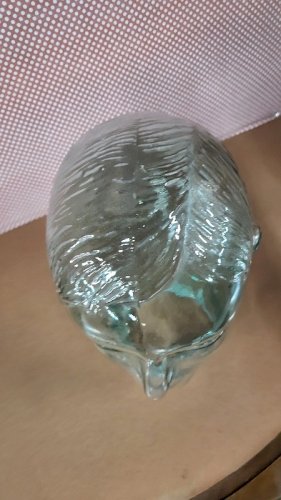 TETE EN VERRE MAROTTE PORTE CHAPEAU OU PERRUQUE DES ANNEES 1970 N°2