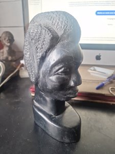 Tête  Femme Africaine en bois exotique -22cm