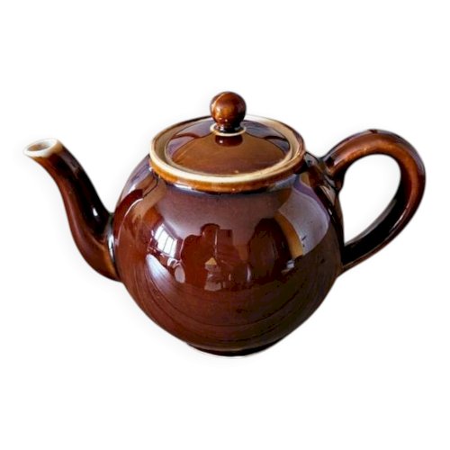 Théière céramique (terre vernissée) vintage couleur marron