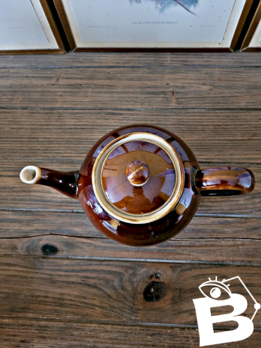 Théière céramique (terre vernissée) vintage couleur marron