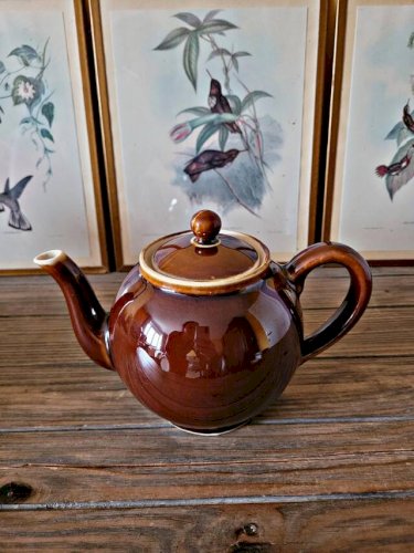 Théière céramique (terre vernissée) vintage couleur marron