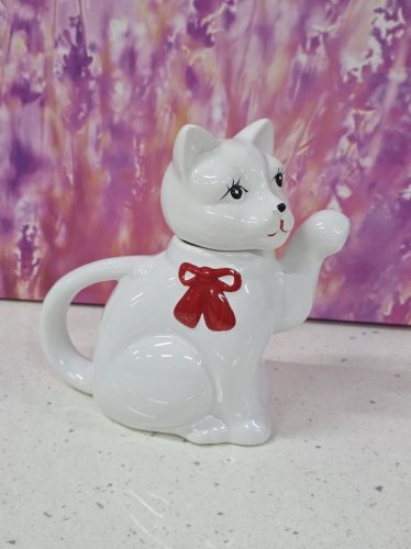 théière chat porcelaine vintage originale