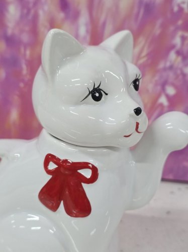 théière chat porcelaine vintage originale