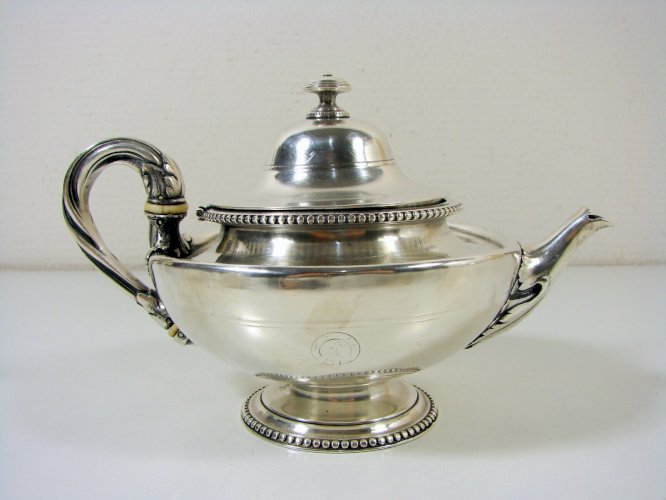 Théière Métal Argenté Christofle pour le Jockey Club de Paris 1869 Poinçons