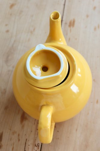 Théière vintage céramique jaune brillante