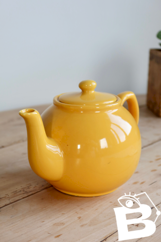 Théière vintage céramique jaune brillante