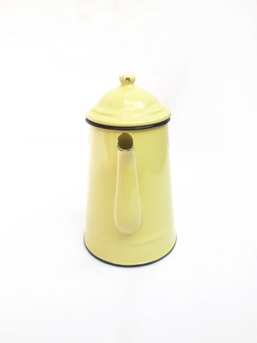 Théière vintage tôle émaillée jaune