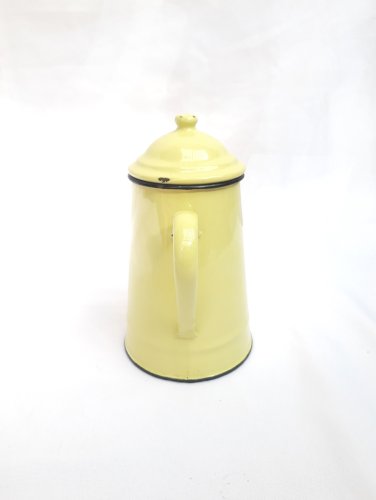 Théière vintage tôle émaillée jaune