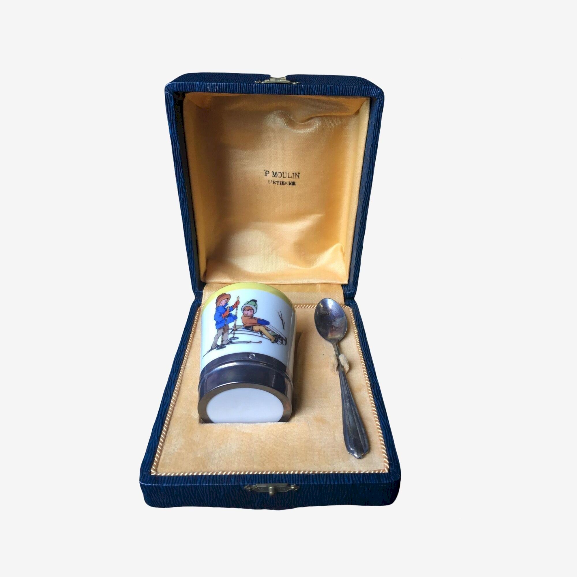 TIMBALE PORCELAINE MONTURE ARGENT POINÇON MINERVE Céramique