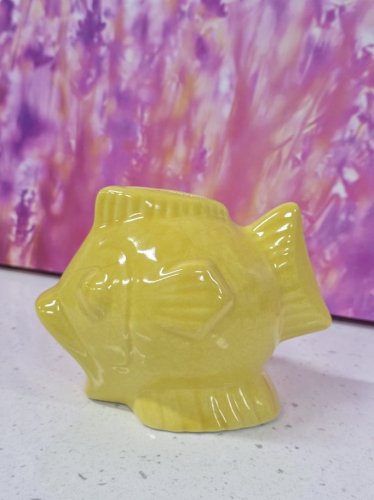 tirelire à casser vintage céramique années 50 poisson jaune art déco