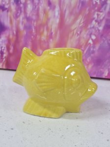 tirelire à casser vintage céramique années 50 poisson jaune art déco