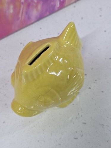 tirelire à casser vintage céramique années 50 poisson jaune art déco