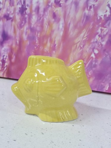 tirelire à casser vintage céramique années 50 poisson jaune art déco