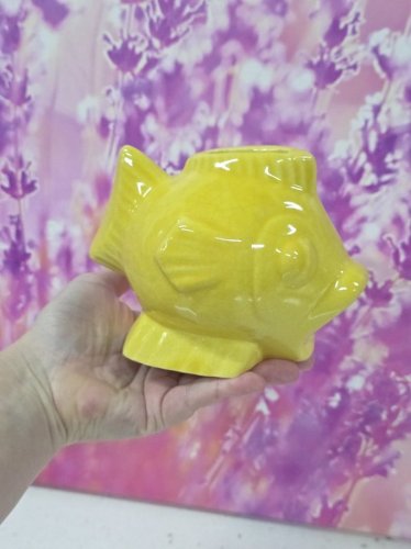 tirelire à casser vintage céramique années 50 poisson jaune art déco