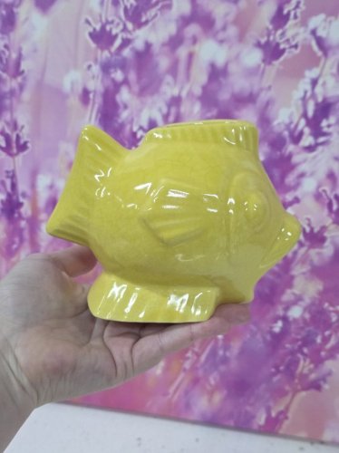 tirelire à casser vintage céramique années 50 poisson jaune art déco