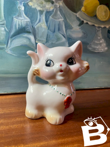 Tirelire chat en porcelaine vintage