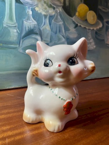 Tirelire chat en porcelaine vintage