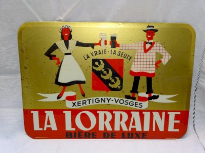 SILK SCREENED PLATE BEER LA LORRAINE LUXURY BEER CREATION BOLAR ROYER NANCY
