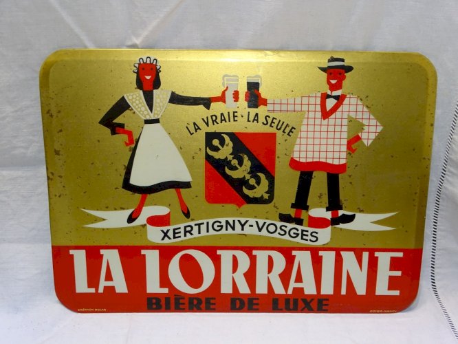 -TÔLE SERIGRAPHIEE BIERE LA LORRAINE BIERE de LUXE CREATION BOLAR ROYER NANCY