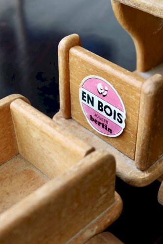 Train en bois ancien jouet Bertin locomotive et wagons