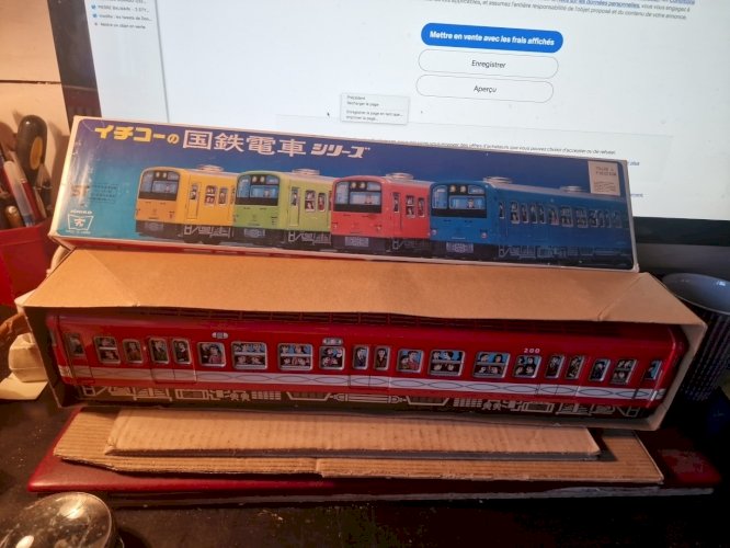 Train En Tole A Friction  made in japan - long 43 Cm ICHIKO QUASI NEUF