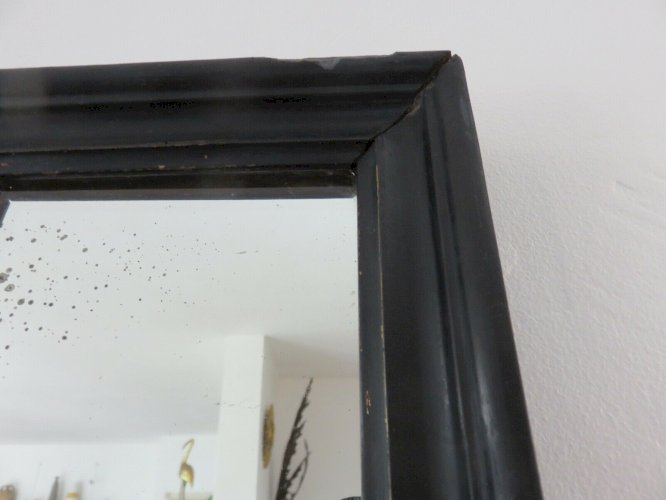 TRES ANCIEN MIROIR MURAL NAPOLEON III EN BOIS NOIRCI XIX EME