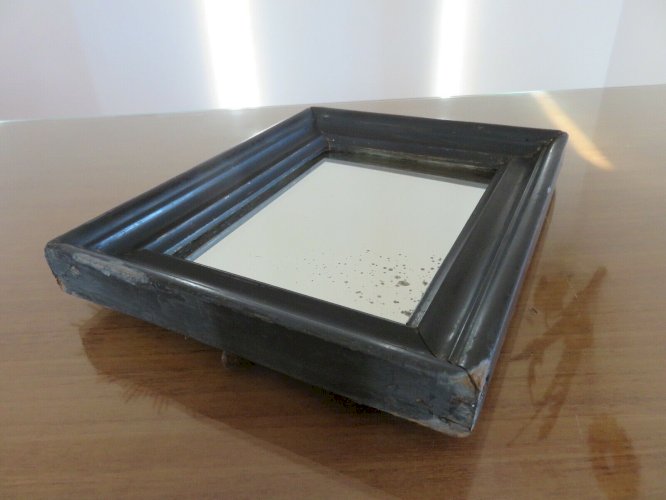 TRES ANCIEN MIROIR MURAL NAPOLEON III EN BOIS NOIRCI XIX EME