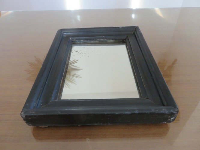 TRES ANCIEN MIROIR MURAL NAPOLEON III EN BOIS NOIRCI XIX EME