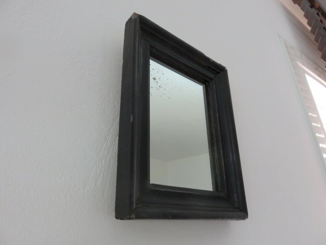 TRES ANCIEN MIROIR MURAL NAPOLEON III EN BOIS NOIRCI XIX EME