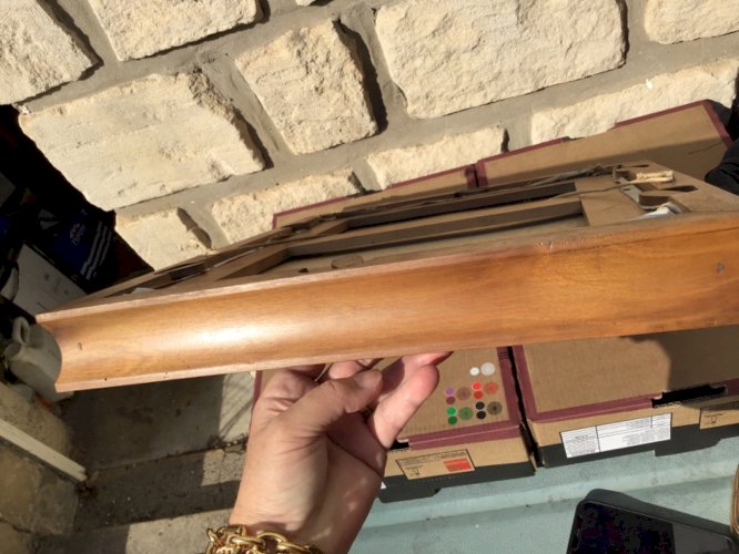 TRÈS beau CADRE EN BOIS À SYSTÈME DE FIXATION PEINTURE ARTISANAL BELLE FACTURE