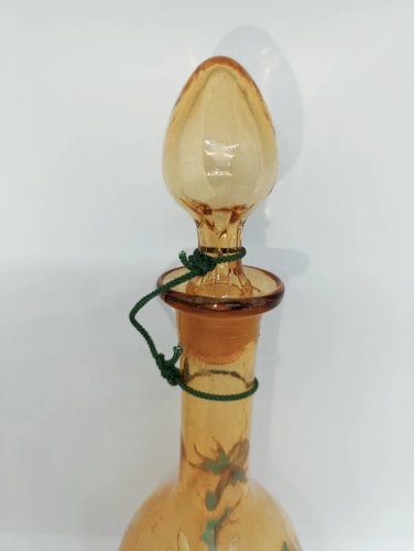 tres belle bouteille montjoye? legras? à decor floral emaillée en bon etat