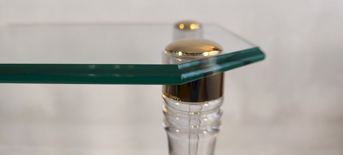 ?✨ Très belle Console Vintage Années 80 Roméo Réga - Altuglas, Laiton & Verre Biseauté ✨?