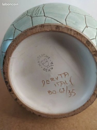 Très Belle Cruche Vase ancienne Signe Miaoliche Deruta Fabrication Italy.en bel état