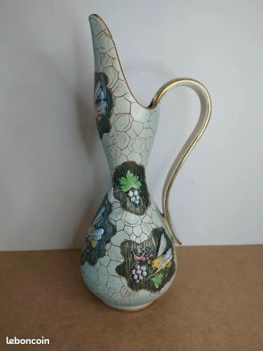 Très Belle Cruche Vase ancienne Signe Miaoliche Deruta Fabrication Italy.en bel état