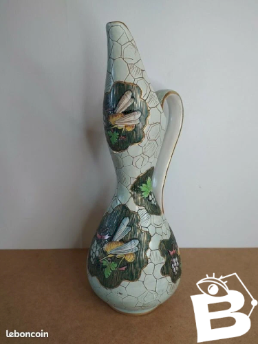Très Belle Cruche Vase ancienne Signe Miaoliche Deruta Fabrication Italy.en bel état