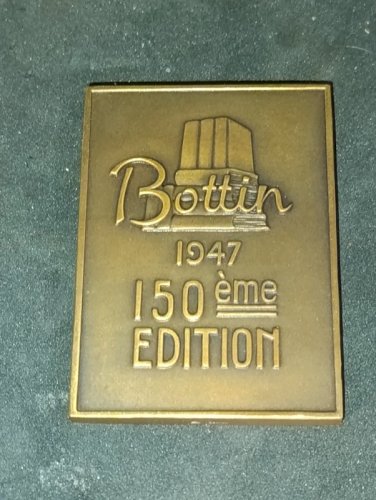 tres belle medaille en bronze de 1947 representant sebastien bottin en bon etat