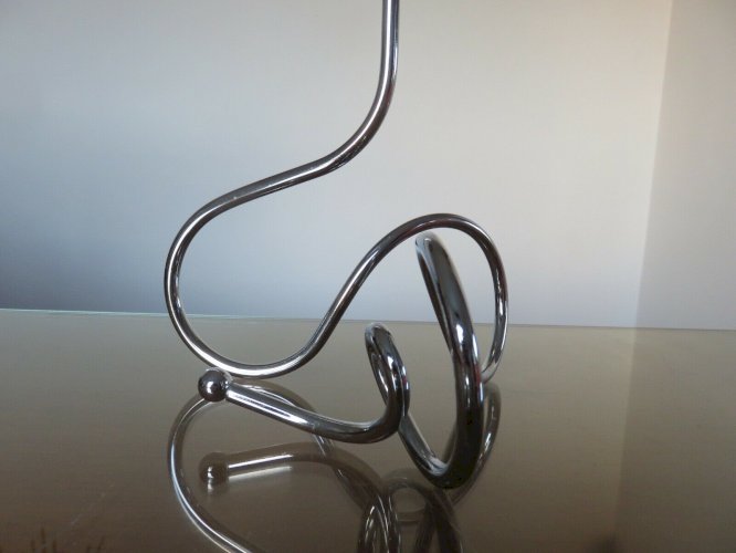 TRES GRAND BOUGEOIR SCANDINAVE EN METAL CHROME ANNEES 70 VINTAGE