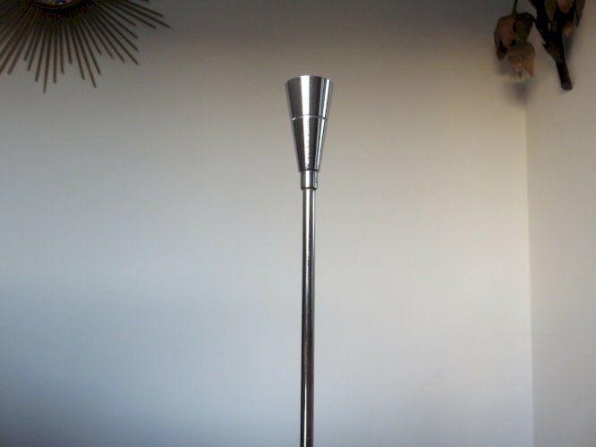 TRES GRAND BOUGEOIR SCANDINAVE EN METAL CHROME ANNEES 70 VINTAGE