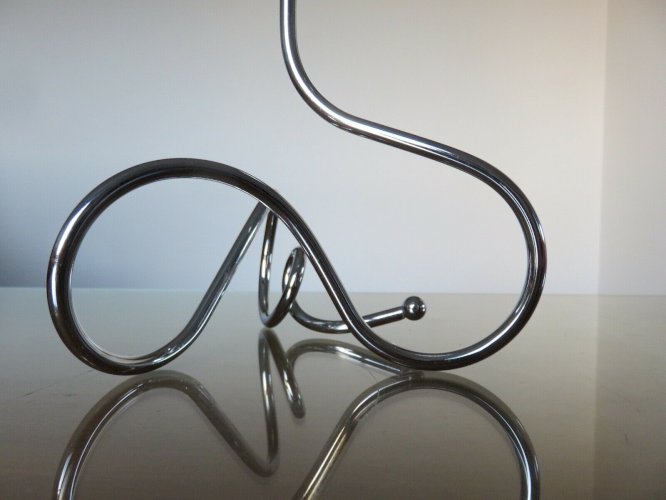 TRES GRAND BOUGEOIR SCANDINAVE EN METAL CHROME ANNEES 70 VINTAGE