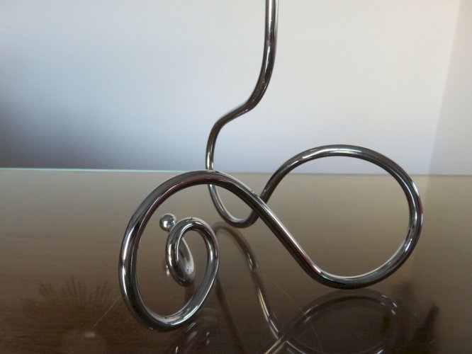 TRES GRAND BOUGEOIR SCANDINAVE EN METAL CHROME ANNEES 70 VINTAGE