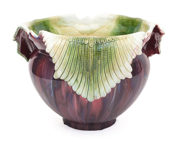 Très grand Cache-pot majolique Art Nouveau