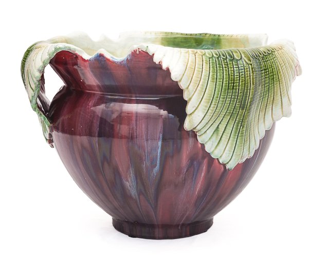 Très grand Cache-pot majolique Art Nouveau
