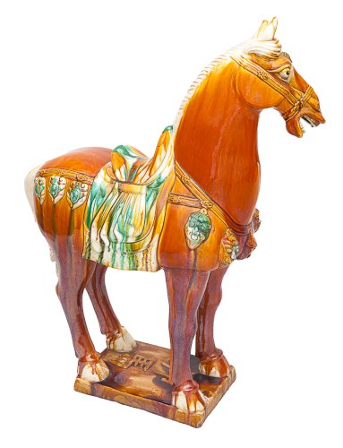 Très grand cheval Chinois en céramique
