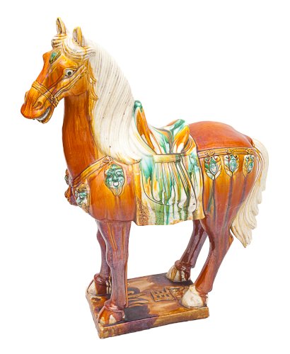 Très grand cheval Chinois en céramique