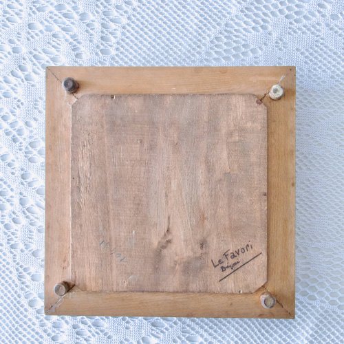 Très grand dessous de plat terre de fer XIXe Le Favori oiseau