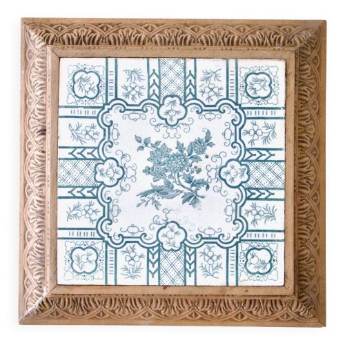 Très grand dessous de plat terre de fer XIXe Le Favori oiseau