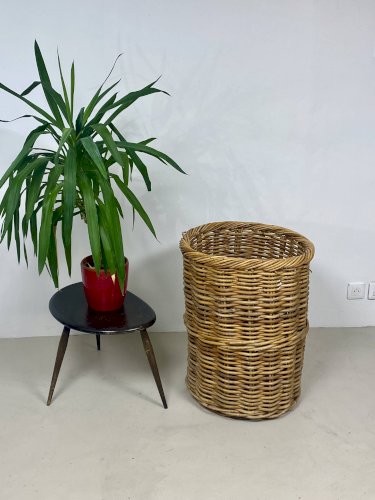Très grand panier vintage en rotin – Décoration rétro